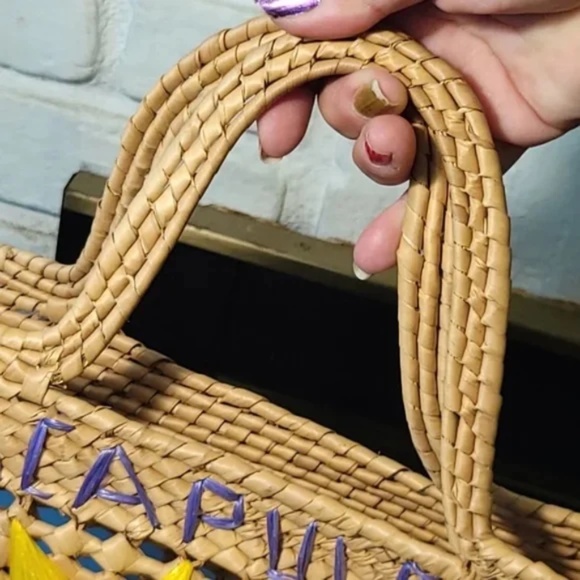 Vintage 60s Woven Raffia Beach Tote - Picture 6 of 8